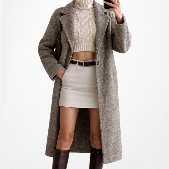 Mango Oversized Wool Blend Peacoat Style Knee Length Coat Jacket Size XS - Picture 1 of 6